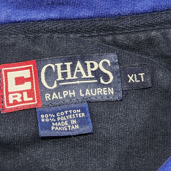 VTG 90s Chaps Ralph Lauren Polo Mens XLT XL T Tall 1/4 Zip Pullover Sweatshirt - Picture 7 of 13